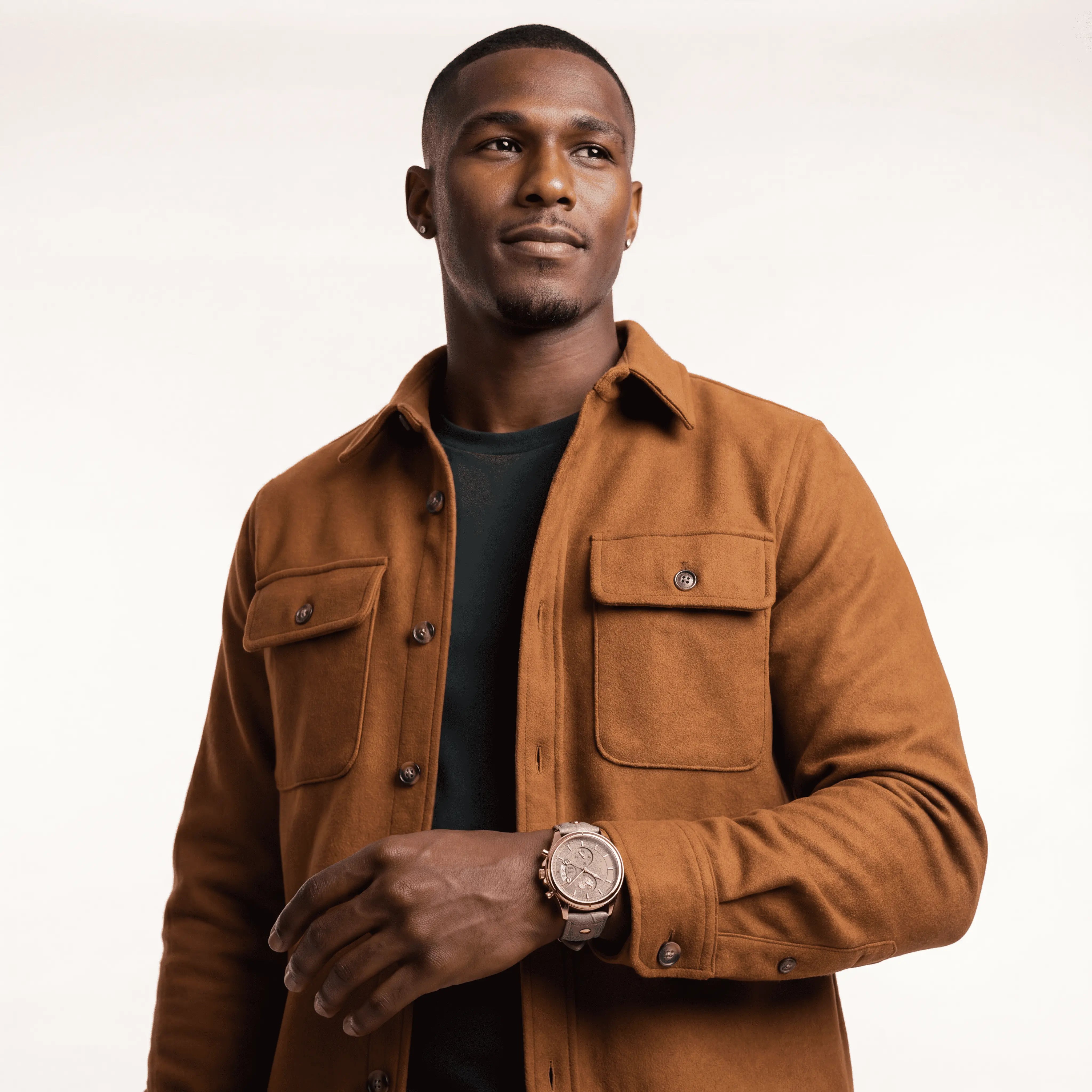 Lifestyle photo of the Meridian Ash Rose men's watch by NORD 1975