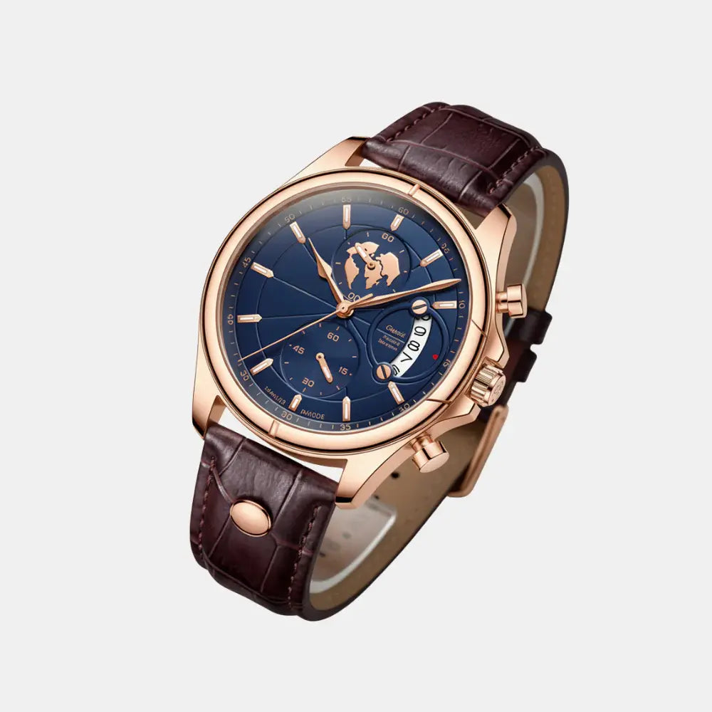 Side view of the Meridian Atlantic Rose chronograph-style men's watch