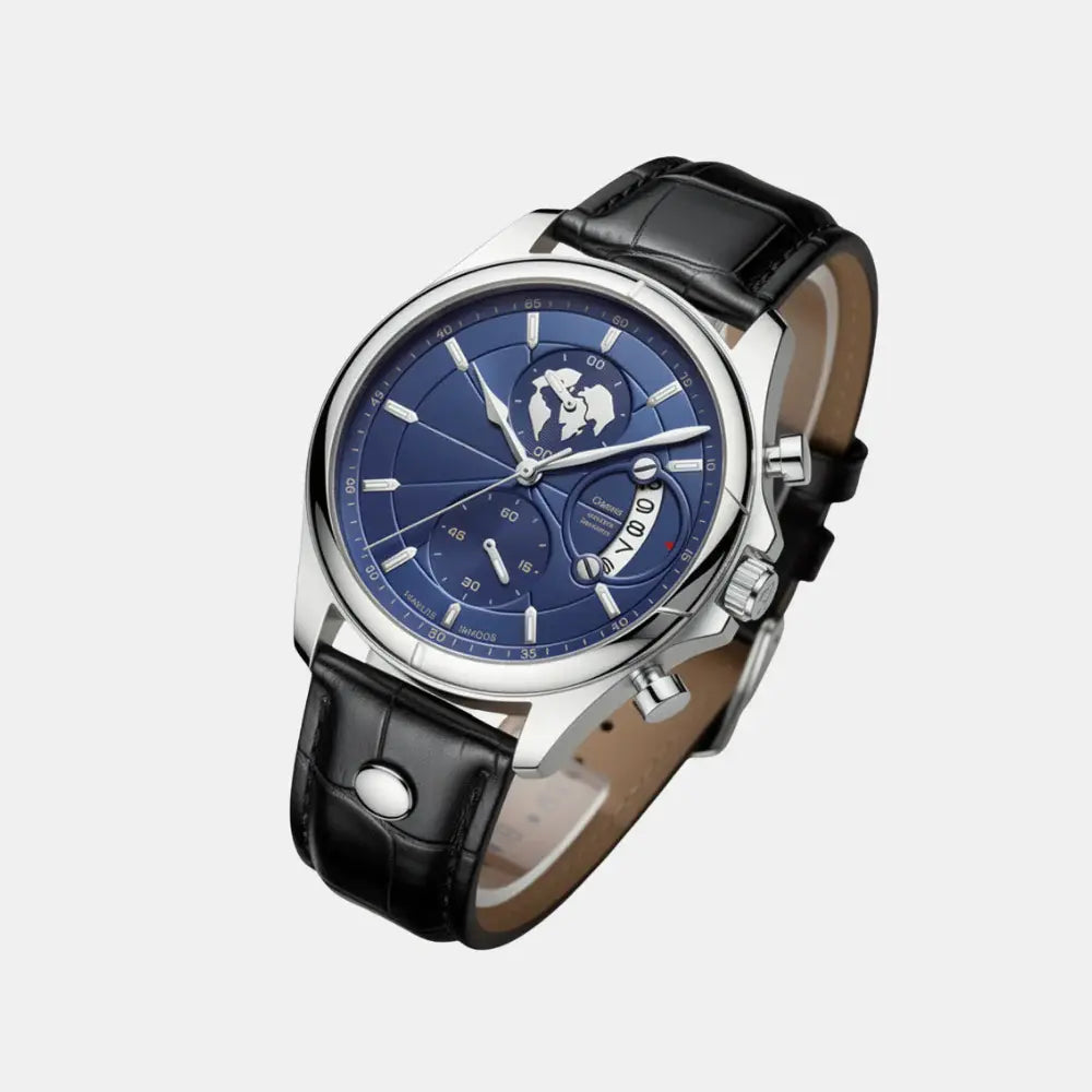 Meridian Atlantic Steel case and leather strap detail