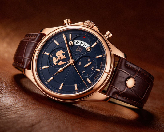 Watch resting on a leather surface — NORD 1975