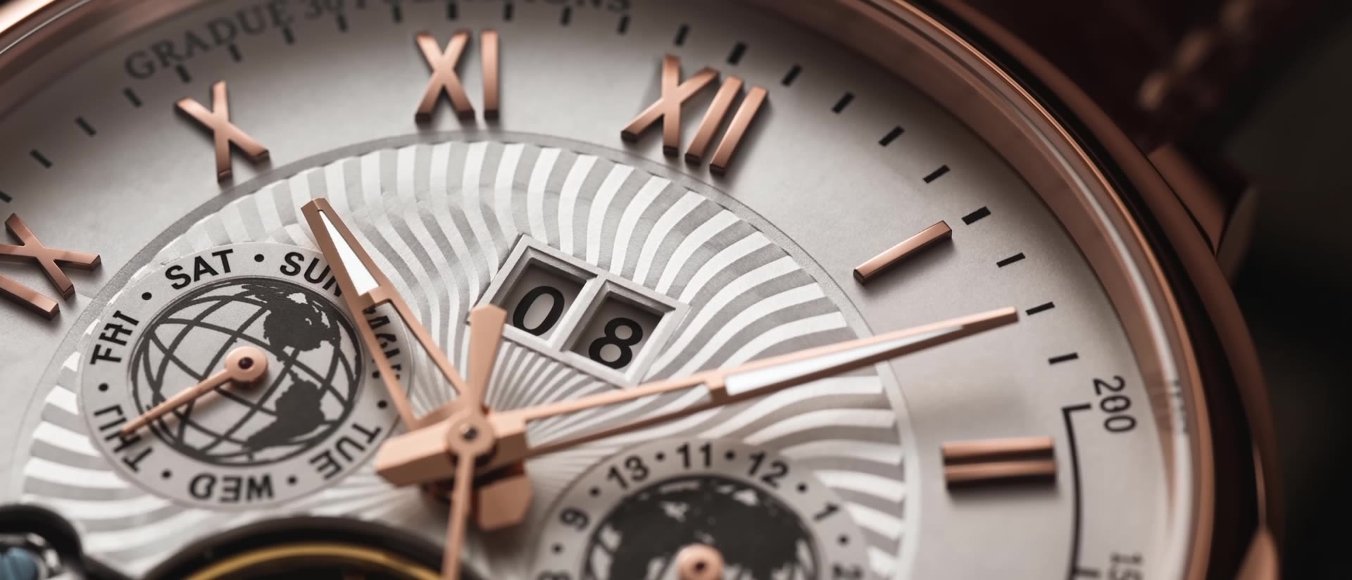 NORD dial architecture — applied numerals and hands in extreme macro